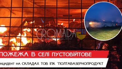 Пожежа у складах ТОВ ІПК "Полтавазернопродукт": Знищено солому та сіно, пошкоджено покрівлю